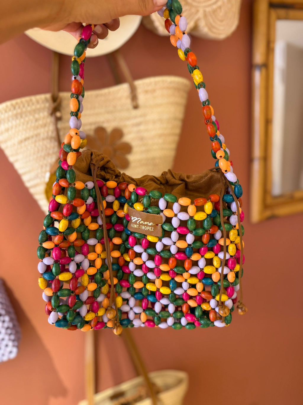 SMALL WOODEN BEADS BAG